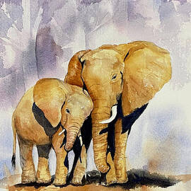 Motherly Love Elephants by Hilda Vandergriff