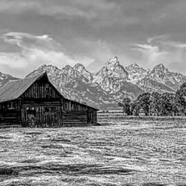 Moulton Barn Panorama Black and White by Judy Vincent