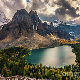 Mount Assiniboine and Sunburst Peak Fall Colors by Mike Reid