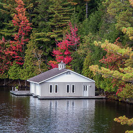Muskoka Boathouse in Autumn by Andrew Wilson