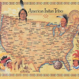 Native American Tribes Map by Restored Vintage Shop