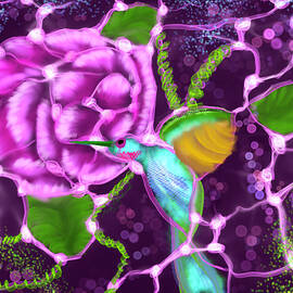 Neurographic Floral Hummingbird  by Gary F Richards