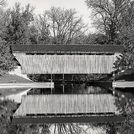 New Brownsville Covered Bridge 328 Black And White, Columbus, Indiana by Steve Gass