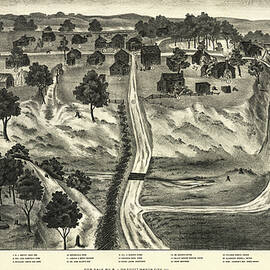 New Salem Illinois Vintage Map Birds Eye View 1837 by Carol Japp