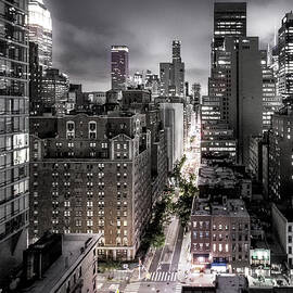 New York City At Night From The Rooftops - Color Splash by Nicklas Gustafsson