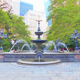 New York City Hall Park Fountain by Connie Sloan