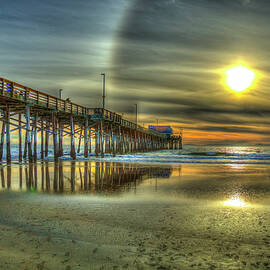 Newport Pier Sunset Aurora Reflection Orange County California Los Angeles Architectural Art by Reid Callaway