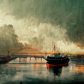 Newport Oregon Harbor scene by Bill Posner
