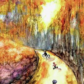 North Carolina Bike Trails Painting wide by Patty Donoghue