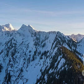North Cascades Sunlit Peaks Panorama by Mike Reid