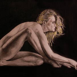 Nude Woman Crouching by Stan Huddleston