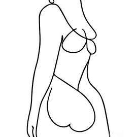 Nude Woman Line Art, Woman Nude Line Drawing, Abstract Female Line Art, Naked Woman One Line Drawing by MOUNIR KHALFOUF