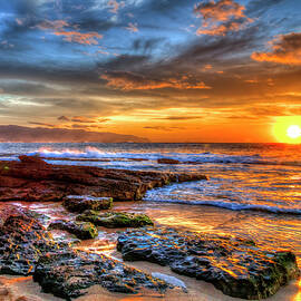 Oahu Hawaii Dancing Light Across The Water Sunset 3 North Shore Pacific Ocean Seascape Art by Reid Callaway