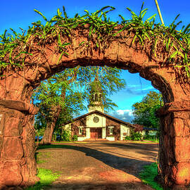 Oahu Hawaii Liliouokalani Protestant Church Haleiwa Architectural Art by Reid Callaway