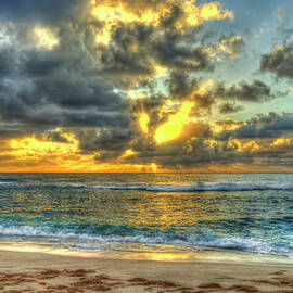 Oahu Hawaii Three Tables Beach Sunset North Shore Seascape Art by Reid Callaway