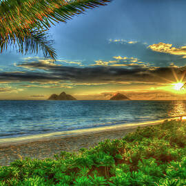 Oahu HI Lanikai Beach Mokulua Islands Sunrise 2 Landscape Seascape Art by Reid Callaway