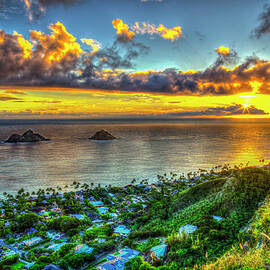 Oahu HI Lanikai Beach Pillbox Hike Sunrise Kaiwa Ridge Trail Landscape Seascape Art by Reid Callaway