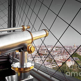 Observation telescope on the Eiffel tower in Paris by Delphimages Paris Photography