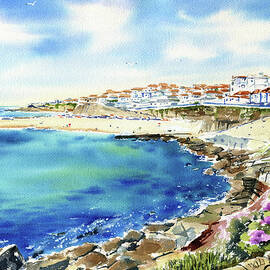 Ocean View in Ericeira Portugal Painting by Dora Hathazi Mendes