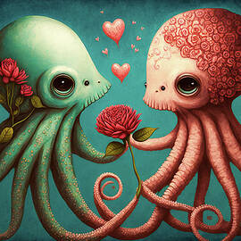 Octopus Love 01 Cute Animals by Matthias Hauser
