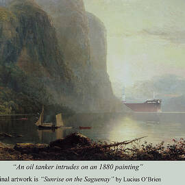 Oil Tanker Intrudes on 1880 Painting by David Carey