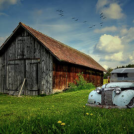 Old Chevy Pickup and Barn by James DeFazio