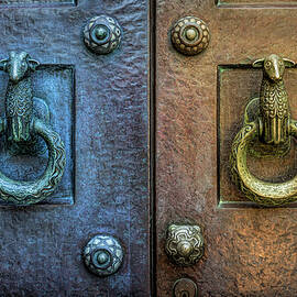 Old Door With Sheep Doorknobs by Elvira Peretsman