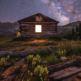Old Mountain Cabin Under The Milky Way by Ben Ford