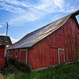 Old Red Barn and Milk House #2 by Steve Raley
