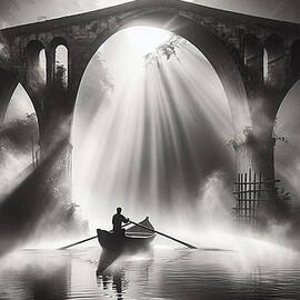 On the River - Natures Cathedral in Black and White by Bill Cannon