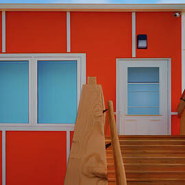 Orange and Blue - Building with Stairs by Nikolyn McDonald