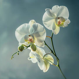 Orchids on a blue sky