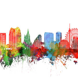 orlando skyline watercolor by Bekim M
