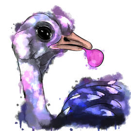 Ostrich and bubblegum by Antiope Art