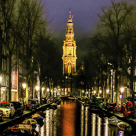 Oude Kerk Canal in Evening Reflections by Norma Brandsberg