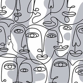 Overlapping Visions, A Symphony of Abstract Faces by MOUNIR KHALFOUF