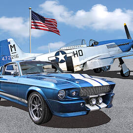 p-51 With 1967 Eleanor Mustang by Gill Billington