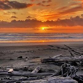 Pacific Ocean Beach Sunset by Jerry Abbott