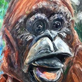 Painting Indonesian Orangutan animal portrait mam by N Akkash