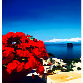 Panarea Island View - Mediterranean Coastal Artwork by Leufia Rea
