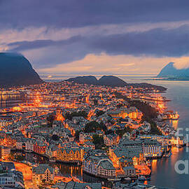 Panoramic sunset at Alesund, Norway by Henk Meijer Photography