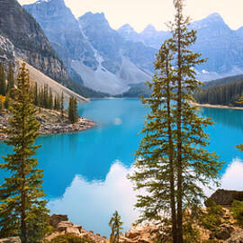 Panoramic View of Amazing Moraine Lake, Banff National Park, Canada by Thomas Ly