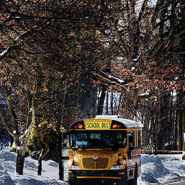 Parked School Bus in Winter by Susan Savad