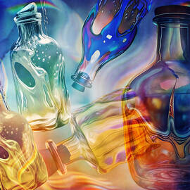 Pastel Bottles collage by Clarazen Art