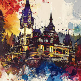 Peles Castle Romania Colorful Castle - Artistic Architectural Masterpiece by Clark Leffler