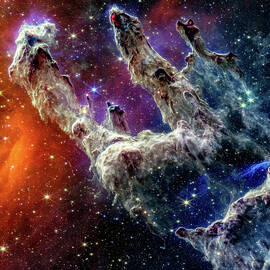 Pillars of Creation - James Webb Space Telescope - NIRCam and MIRI Composite Image - Vertical by Eric Glaser