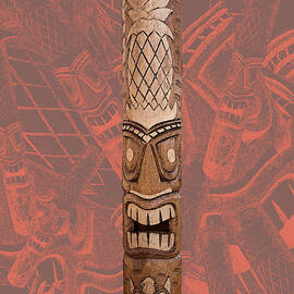 Pineapple Tiki Mask Red Sketch by Anthony Jones