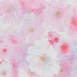 Pink and white cherry blossom painting by Jan Matson