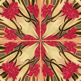 Pink Art-Nouveau Floral Marbled Tile  by Shelli Fitzpatrick