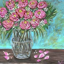 Pink Peonies In a Vase by Yuliya Milinska
